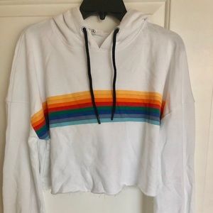 Rainbow design cropped hoodie